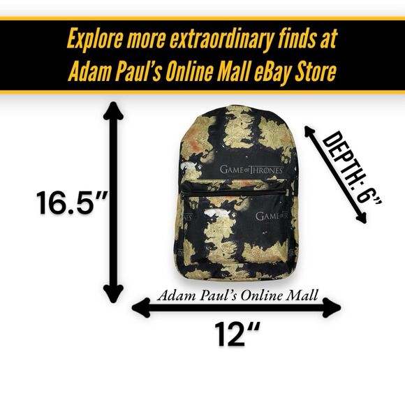 OFFICIAL Game of Thrones Map 16.5" Backpack School Book Bag Teen 14+ GOT Fantasy - Picture 6 of 16